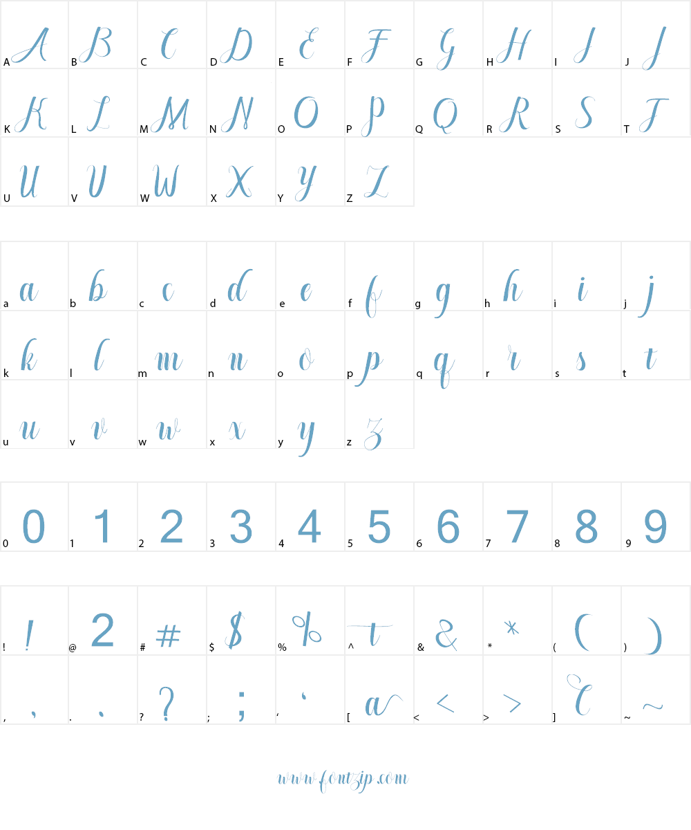 Cintella free Font Character